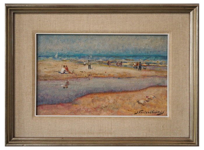 jordi freixas cortes beach scene oil on board framed 7216