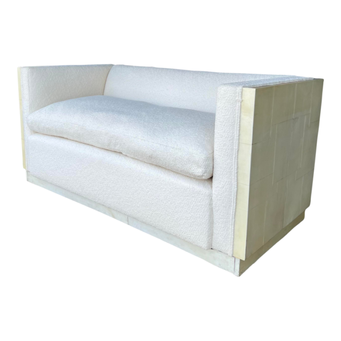 karl springer goat skin wrapped loveseat 4592