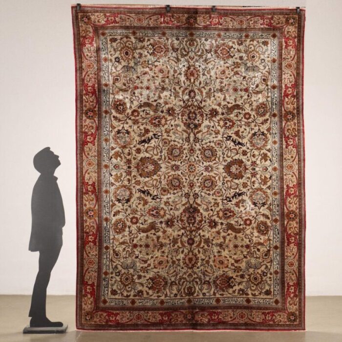 kum silk thin knot rug middle east 2