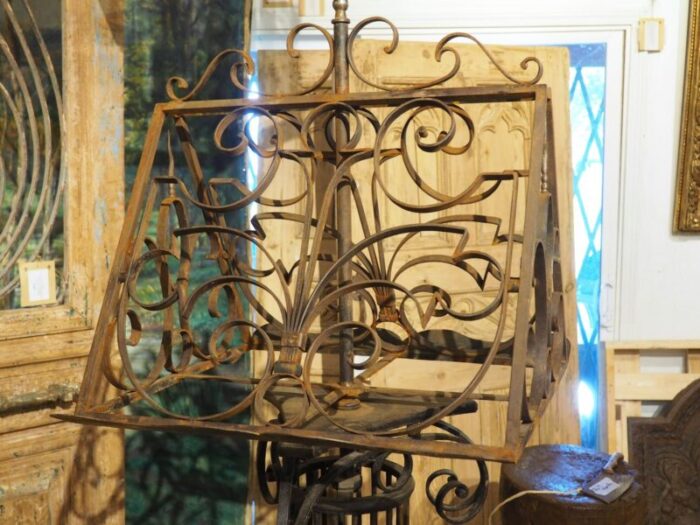 large antique wrought iron and bronze double sided lectern from france 19th c 4896