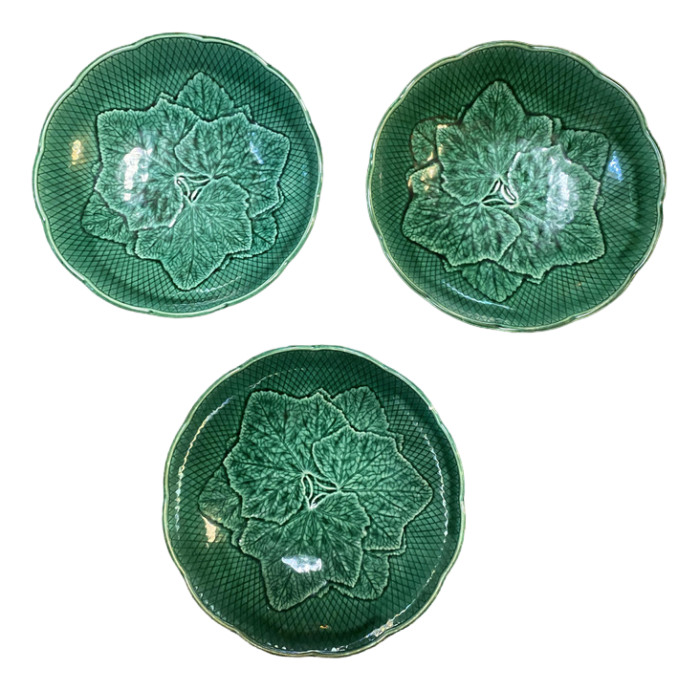 large dishes with leaves from gien set of 3 1105