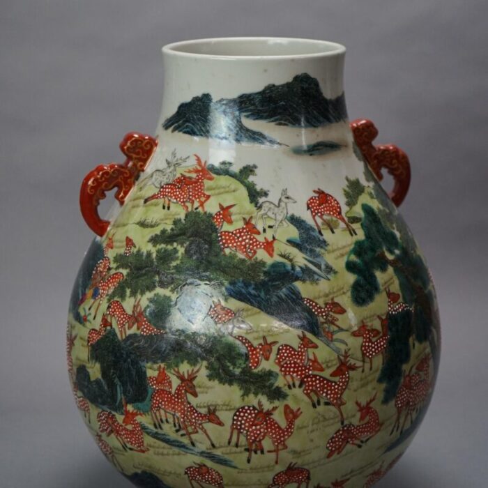 large early 20th century chinese famille rose hu figural landscape porcelain vase qianlong mark 1016