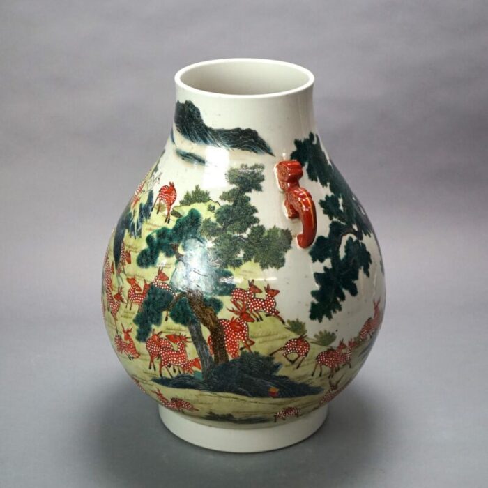 large early 20th century chinese famille rose hu figural landscape porcelain vase qianlong mark 5312