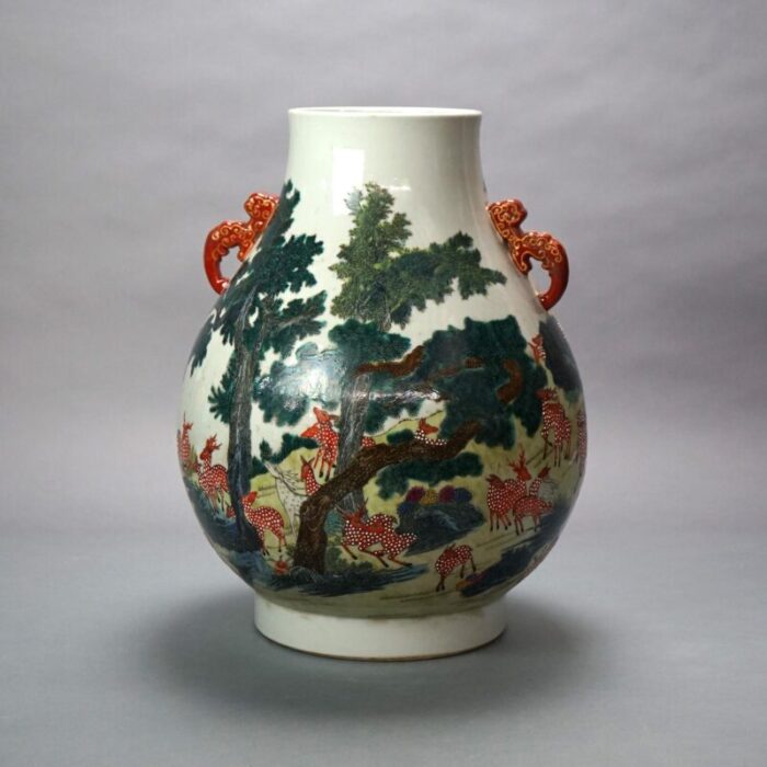 large early 20th century chinese famille rose hu figural landscape porcelain vase qianlong mark 5438