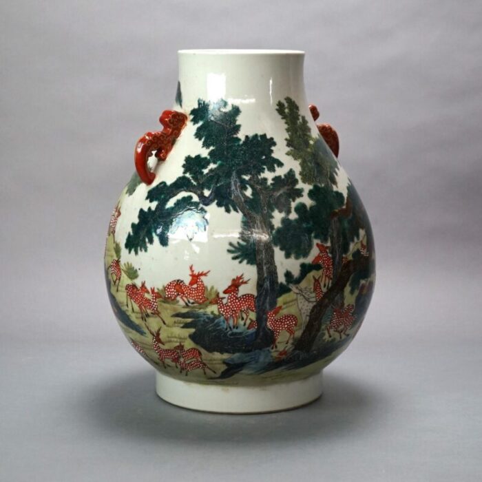 large early 20th century chinese famille rose hu figural landscape porcelain vase qianlong mark 6298