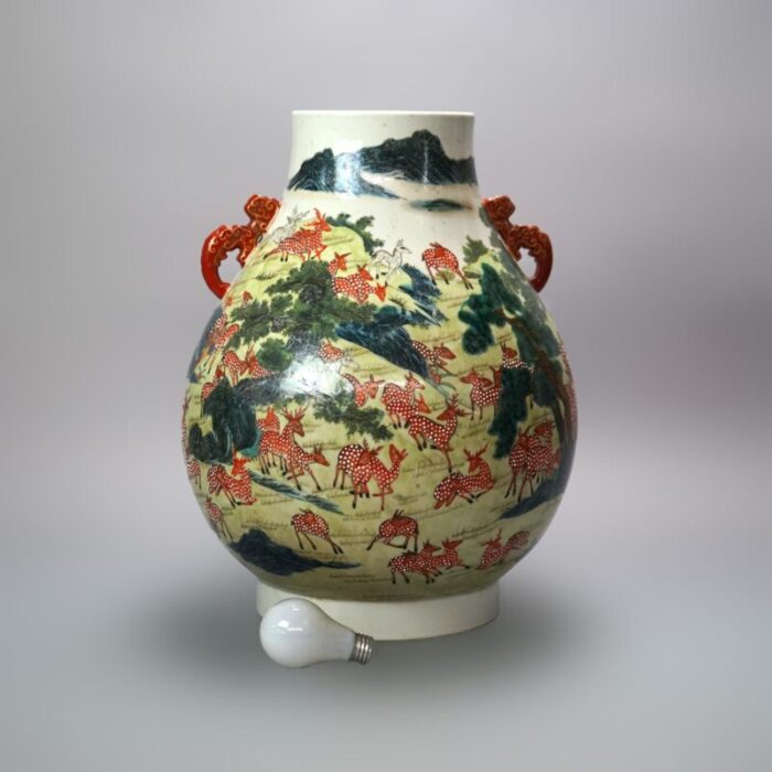 large early 20th century chinese famille rose hu figural landscape porcelain vase qianlong mark 8678