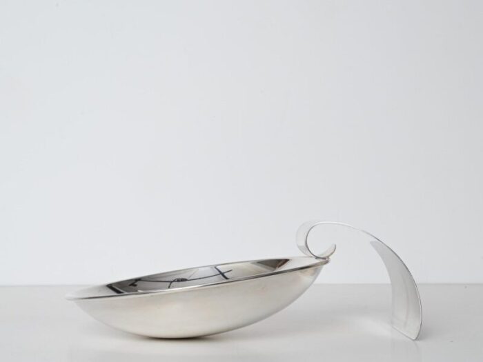 large modernist silver plated decorative bowl by cleto munari italy 1970s 3