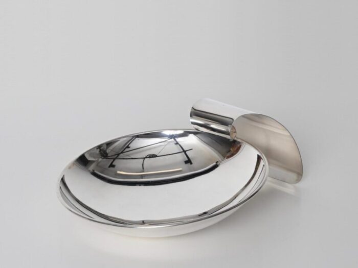 large modernist silver plated decorative bowl by cleto munari italy 1970s 6