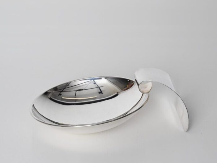 large modernist silver plated decorative bowl by cleto munari italy 1970s 7