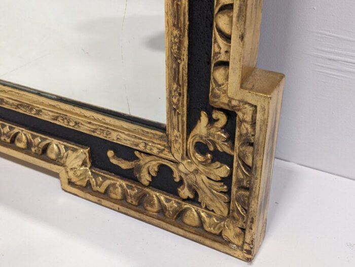 large ornate foxed black and gold mirror 5