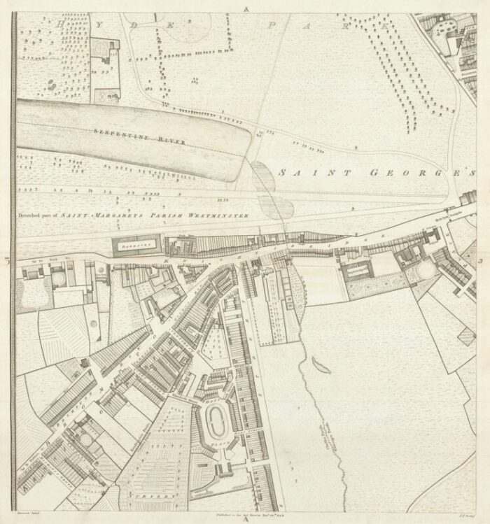 large scale survey of london map with knightsbridge 1