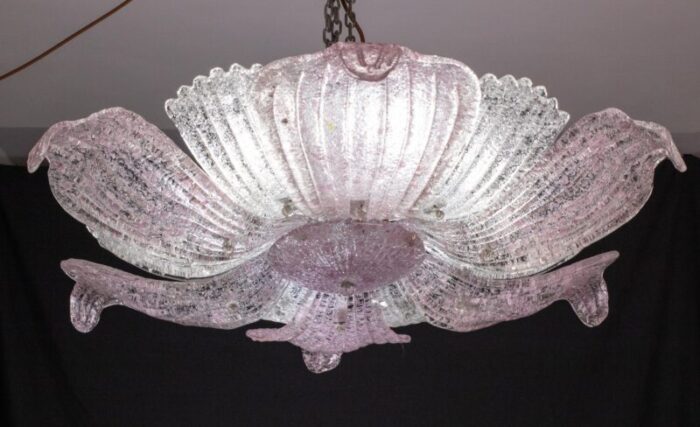 large vintage 1980s murano glass ceiling lamp pink 4429