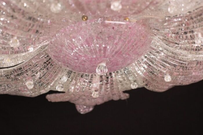 large vintage 1980s murano glass ceiling lamp pink 4473