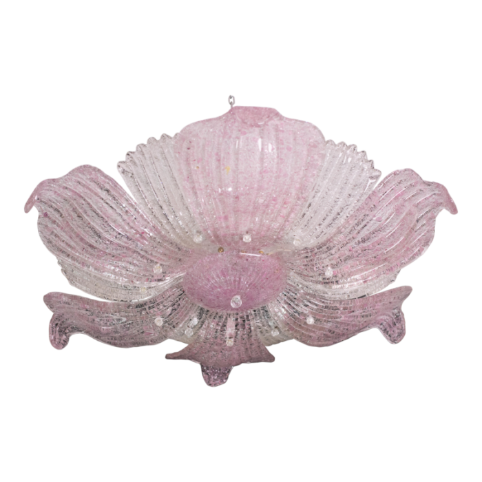 large vintage 1980s murano glass ceiling lamp pink 5783