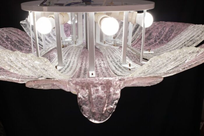 large vintage 1980s murano glass ceiling lamp pink 8229