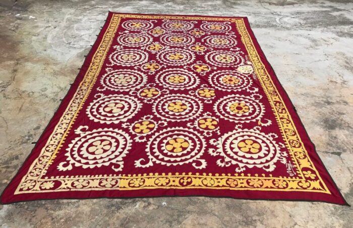 large vintage handmade suzani tapestry 1970s 1