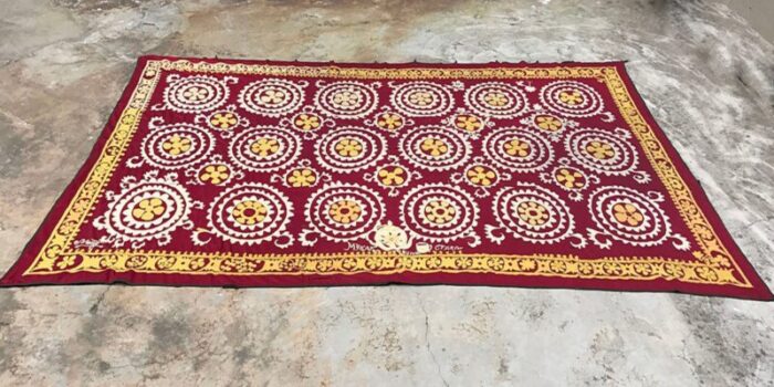 large vintage handmade suzani tapestry 1970s 4