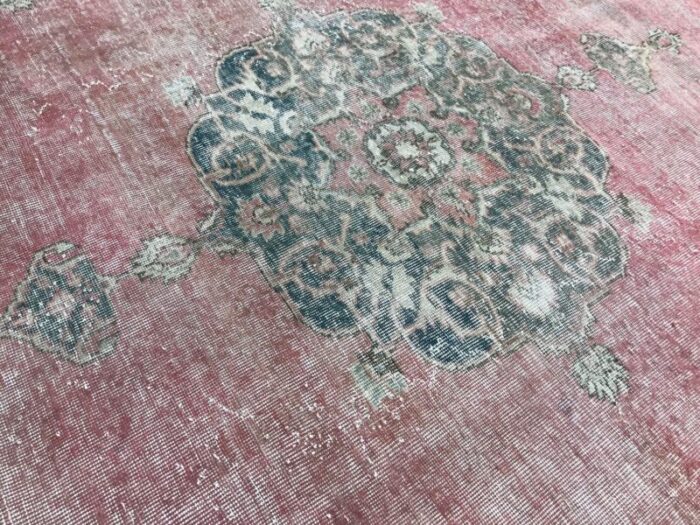 large vintage pale pink rug with medallion design 1980s 2