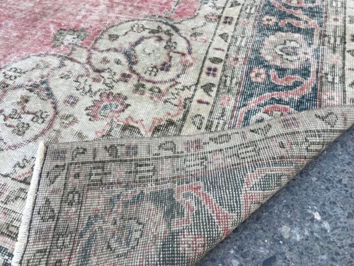 large vintage pale pink rug with medallion design 1980s 9