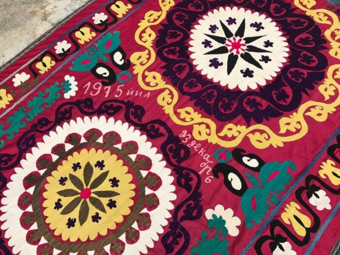 large vintage suzani tablecloth 1975 2