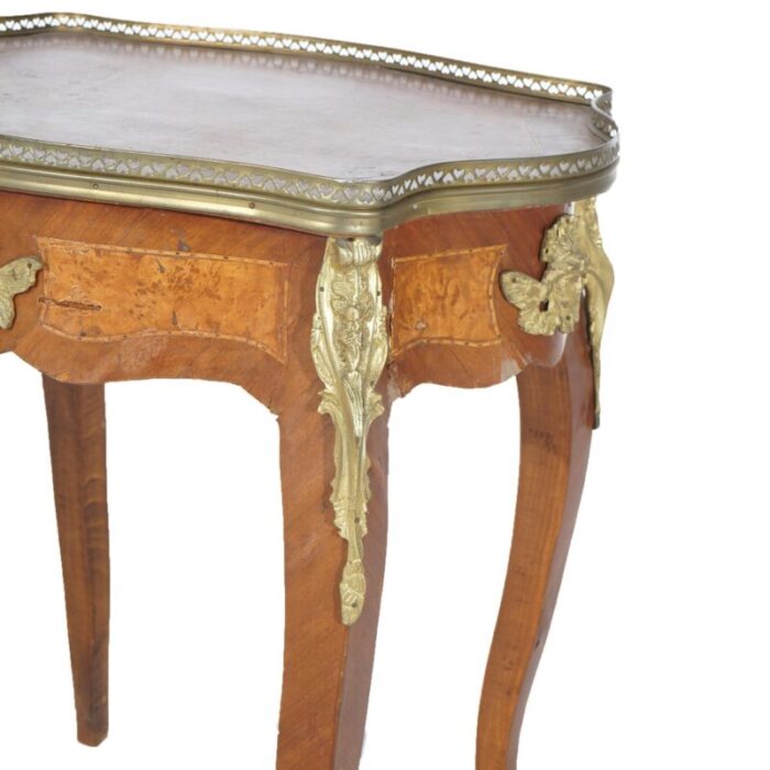 late 19th century antique louis xiv style kingwood burl and ormolu inlay side table c1890 5434