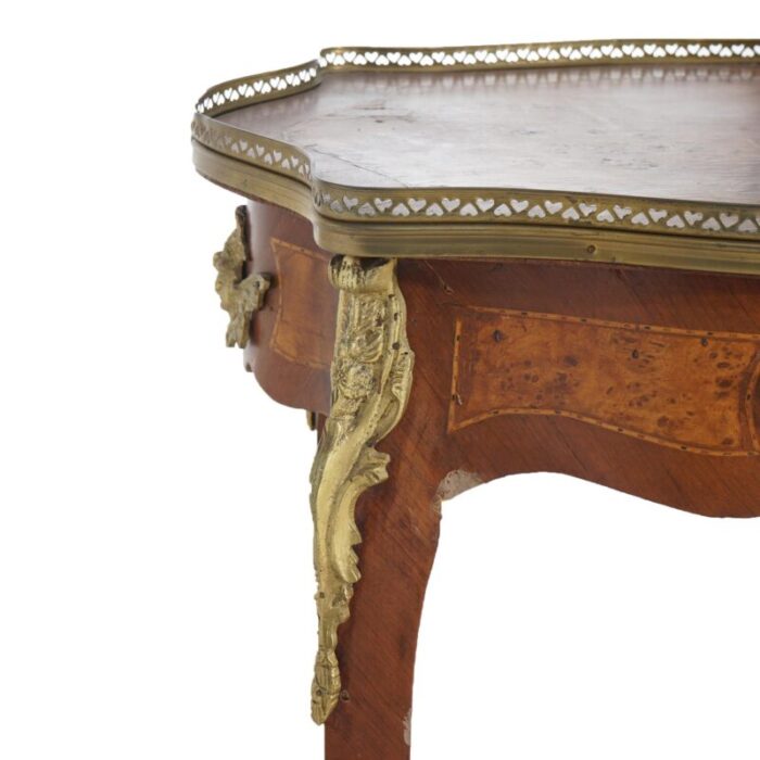 late 19th century antique louis xiv style kingwood burl and ormolu inlay side table c1890 5918