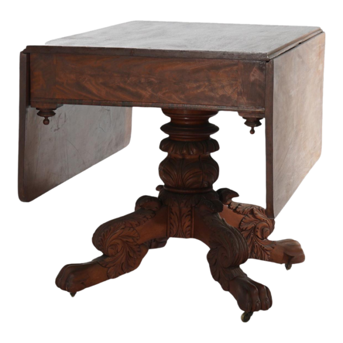 late 19th century antique neoclassical american empire carved flame mahogany drop leaf table c1880 1951