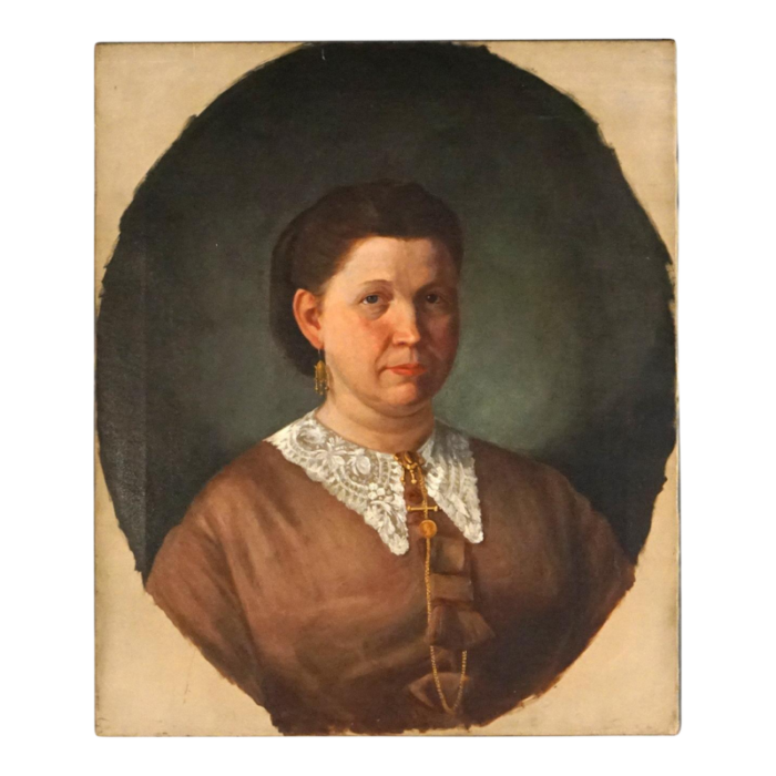 late 19th century antique oil on canvas portrait painting of a woman circa 1890 2791