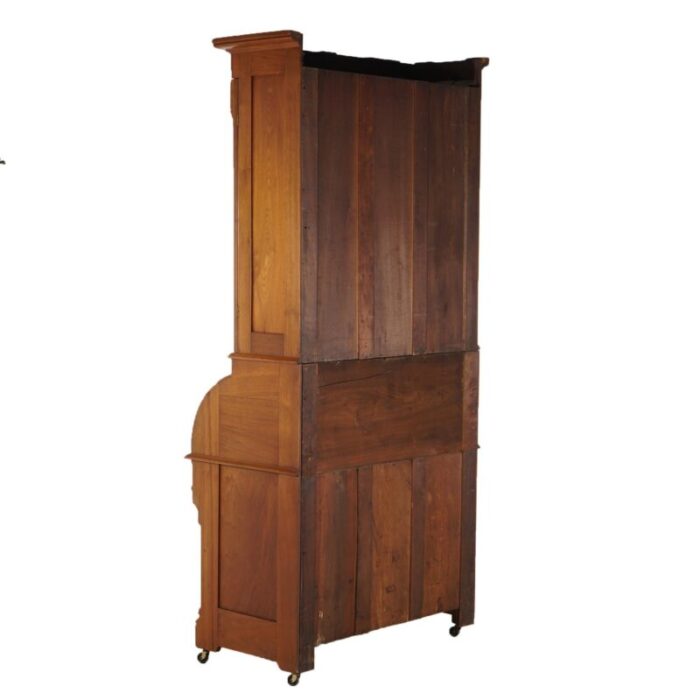 late 19th century antique victorian walnut and burl barrel roll top secretary bookcase and desk c1890 6555