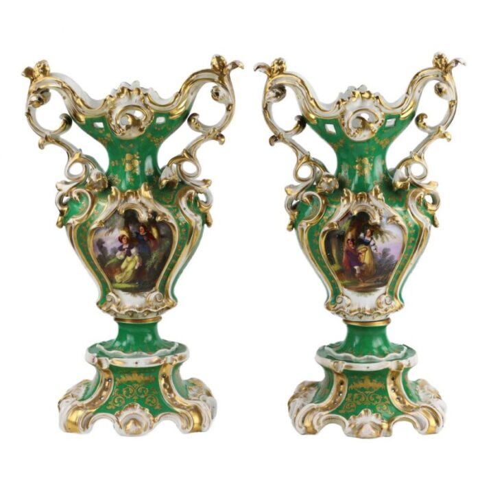 late 19th century neo rococo vases set of 2 1