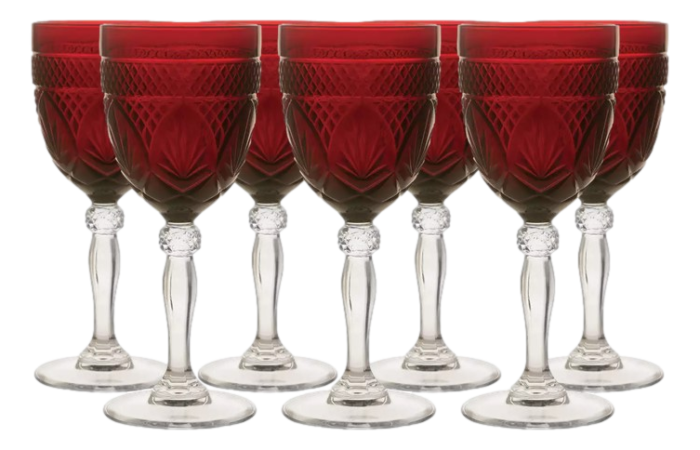 late 20th century cristal darques durand ruby wine glasses set of 7 1737