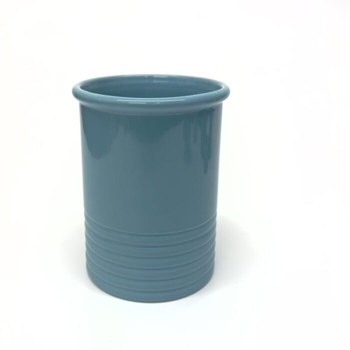 late 20th century mixed aqua and turquoise cylindrical ceramic vase curation set of 7 2497