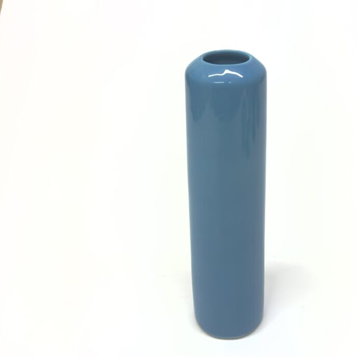 late 20th century mixed aqua and turquoise cylindrical ceramic vase curation set of 7 6091