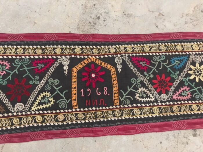 long vintage suzani wall hanging 1968 3