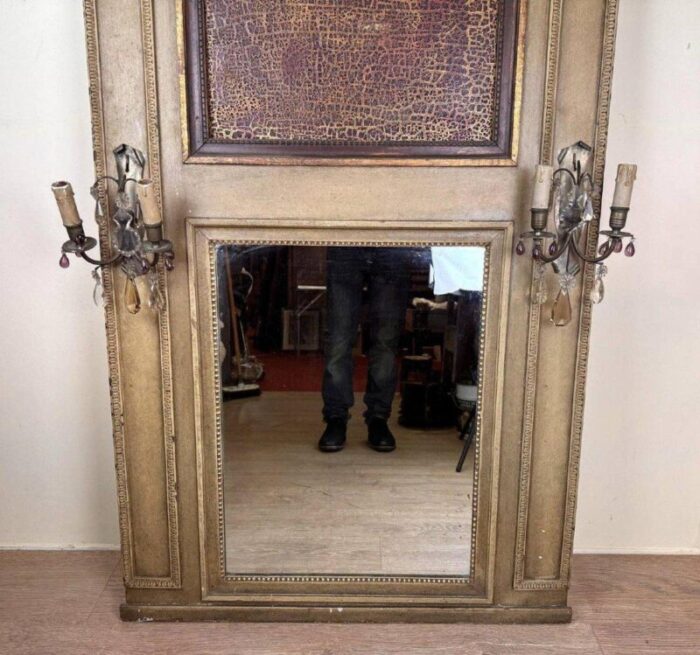 louis xvi style trumeau mirror in lacquered wood 3