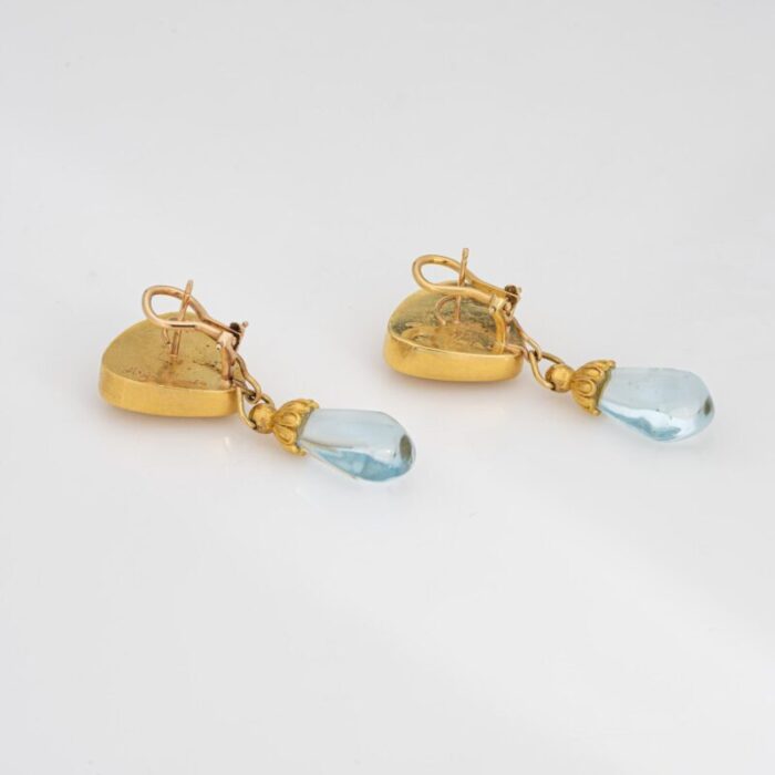 maija neimanis aquamarine earrings estate 22k 18k yellow gold drops fine jewelry 1101