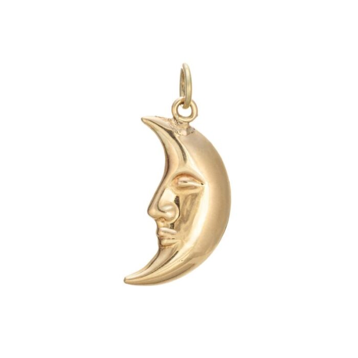 man in the moon charm vintage 14k yellow gold pendant celestial fine jewelry 1689