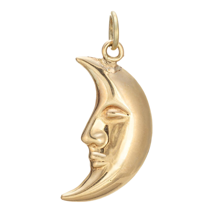 man in the moon charm vintage 14k yellow gold pendant celestial fine jewelry 7143