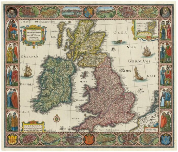 map of the british isles with decorative borders 1