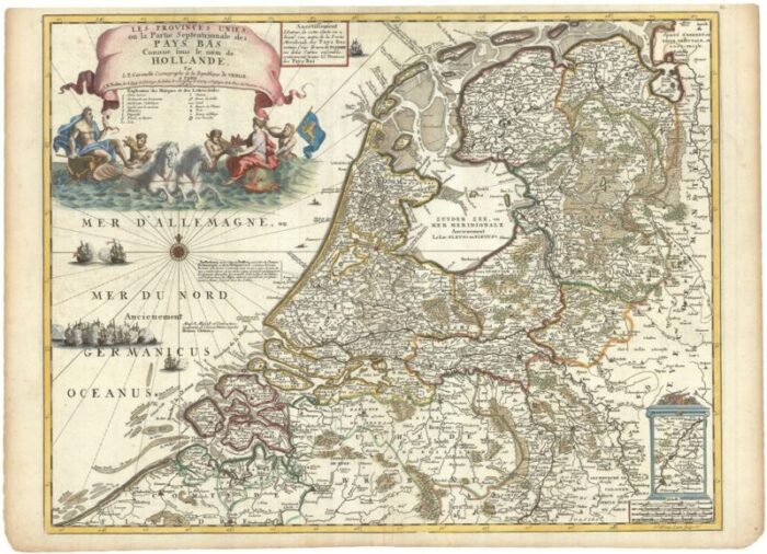 map of the netherlands with a fine maritime cartouche by enzo mari 2