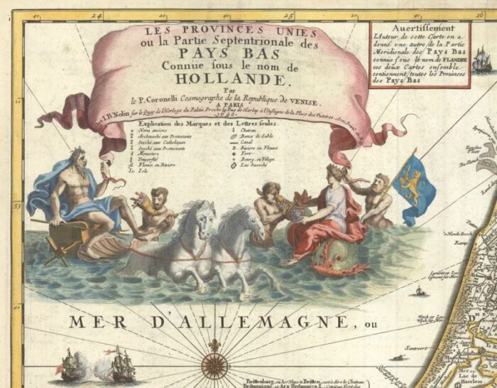 map of the netherlands with a fine maritime cartouche by enzo mari 3