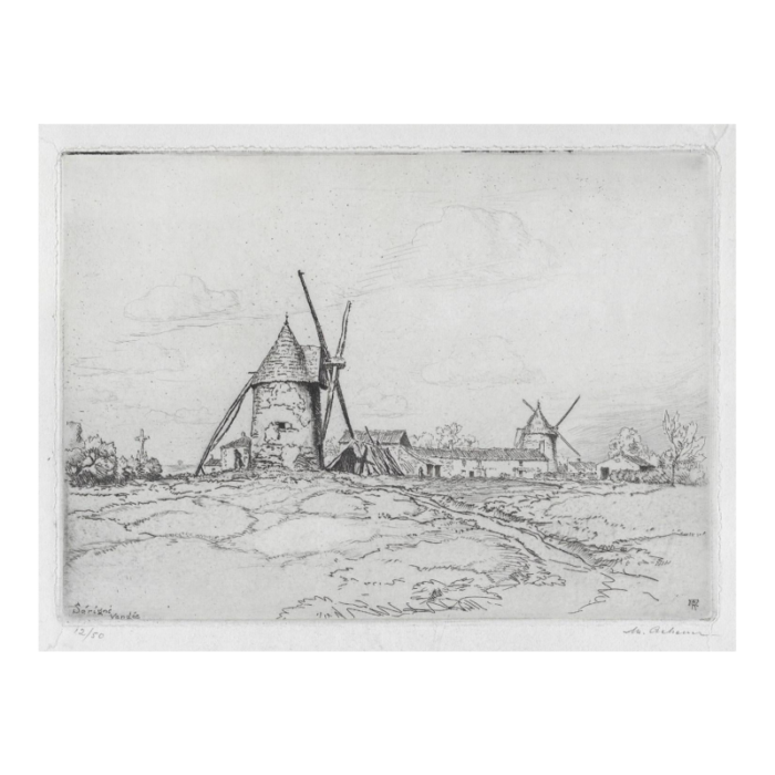 maurice achener windmill etching 3613