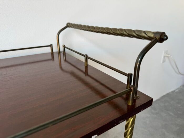 maxwell phillips style brass and wood two tier bar cart 4003