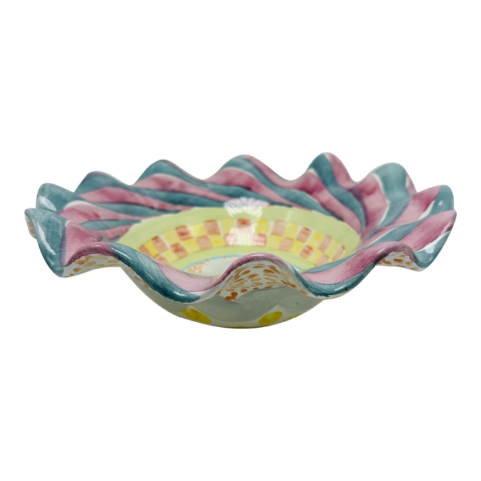 mckenzie childs large ruffled edge bowl 1746