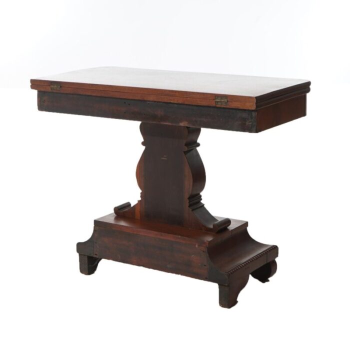 mid 19th century antique american empire neoclassical greco flame mahogany card table c1840 2374