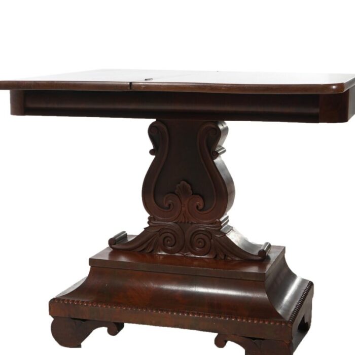 mid 19th century antique american empire neoclassical greco flame mahogany card table c1840 9097