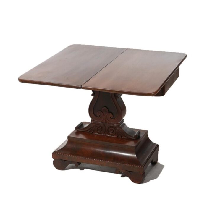 mid 19th century antique american empire neoclassical greco flame mahogany card table c1840 9911