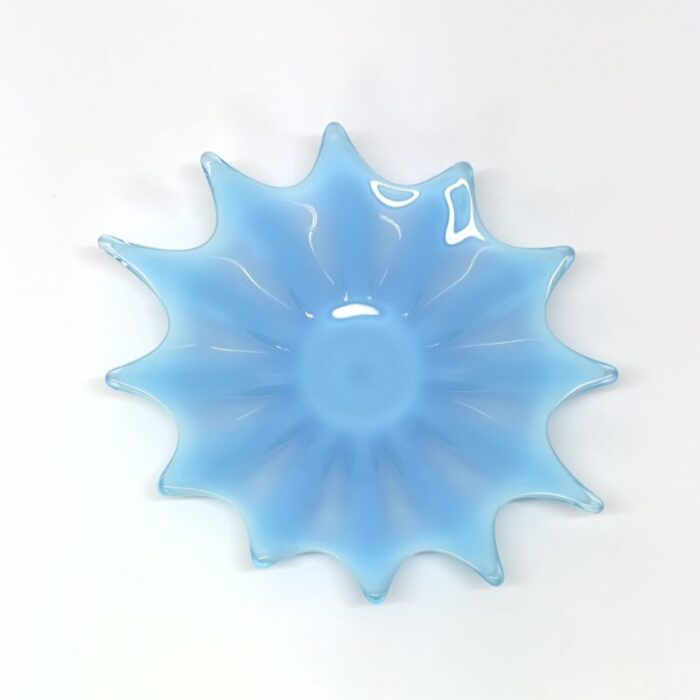 mid 20th century 1950s blue glass starburst platter 0870