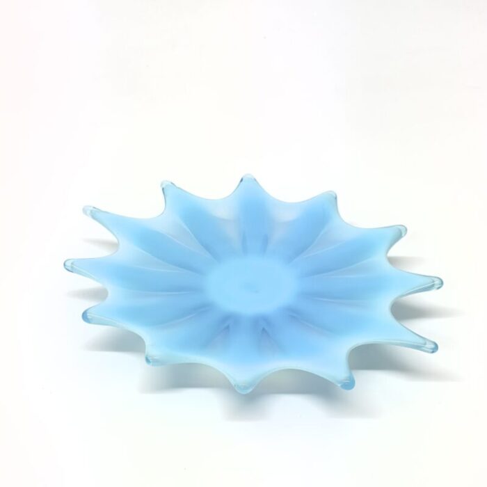 mid 20th century 1950s blue glass starburst platter 4845