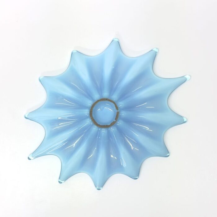 mid 20th century 1950s blue glass starburst platter 5070